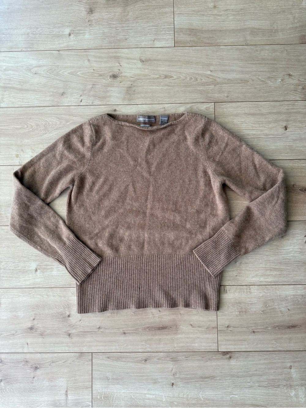 Vintage Valerie Separates 100% Cashmere Sweater Womens M Tan Made In Hong Kong